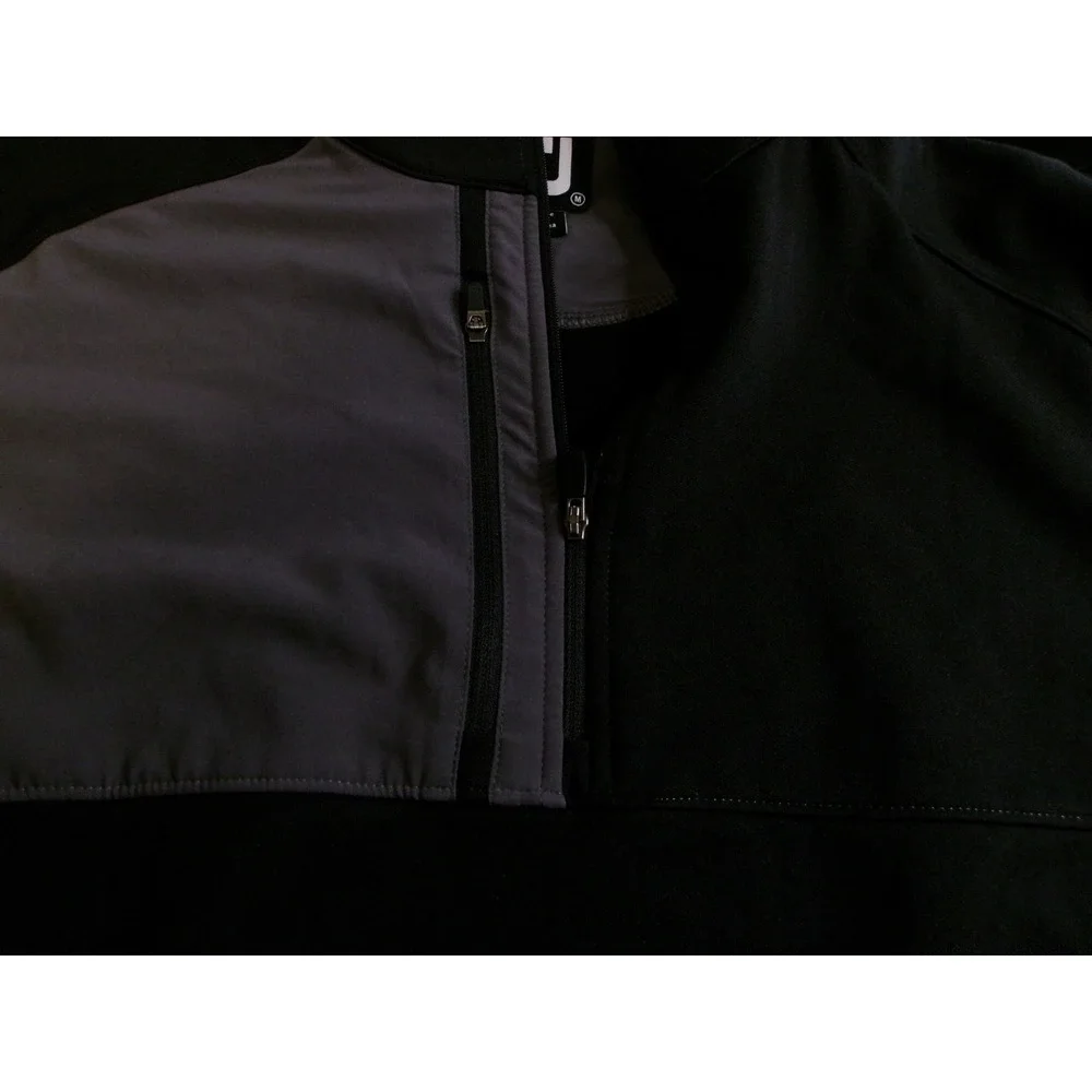 FootJoy Mens Quarter Zip Pullover Black Gray Golf Jacket 25155 Medium BKE‎ Logo